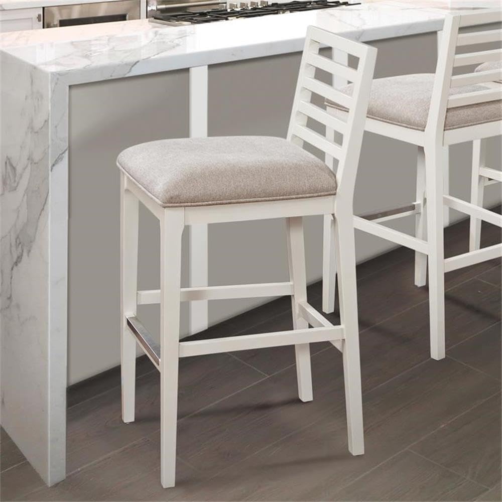 American Woodcrafters Siri White Solid Wood with Gray Fabric Counter Stool