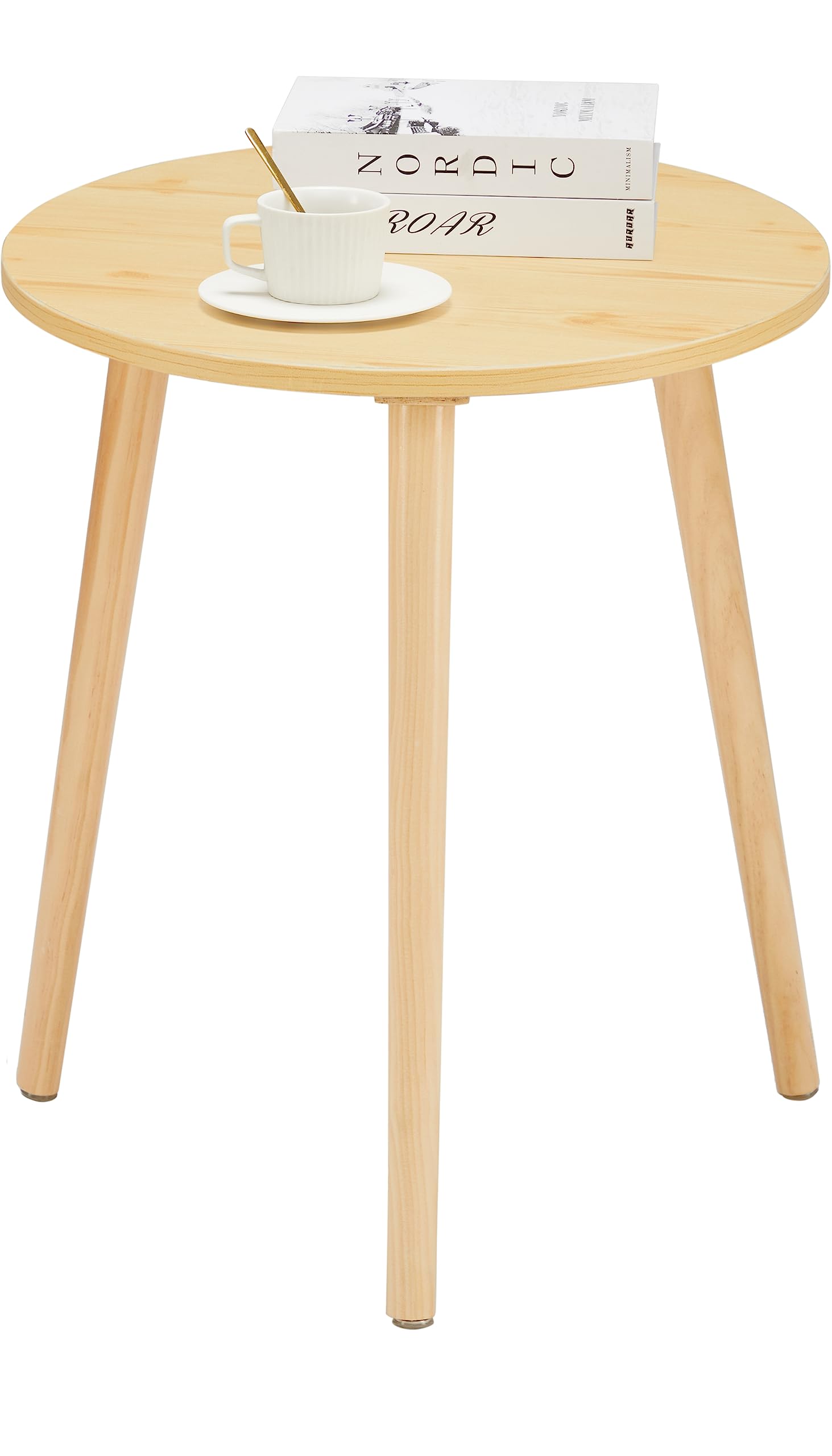 Apicizon Small Round Side Table, Modern Light Wood Side Table Bedside Nightstand End Table For Small Spaces, Bedroom, Living Room, 16.5 X 20 Inches, Natural
