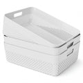 Newtay 3 Pack White Plastic Storage Baskets for Organizing