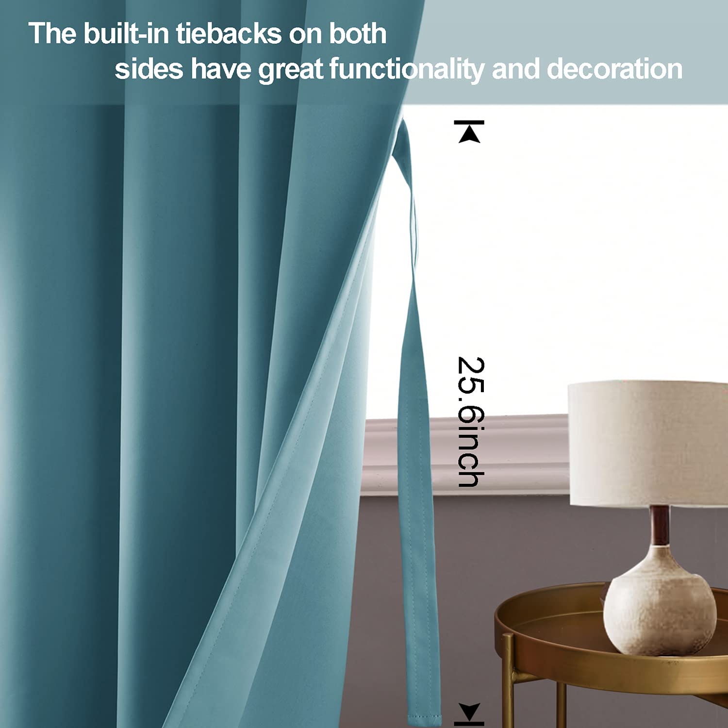Jiuzhen Blackout Curtains With Tiebacks-Thermal Insulated And Light Blocking,2 Panels, 42 X 84 Inch,Turquoise