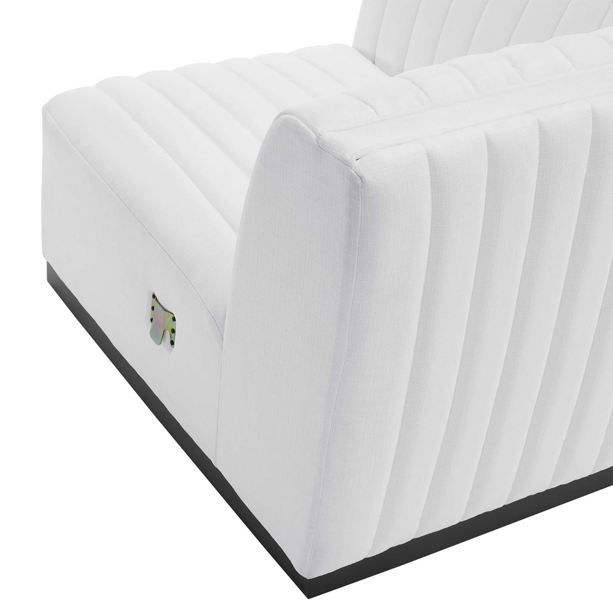 Modway Conjure Modern Channel Tufted Fabric Left Corner Chair In White