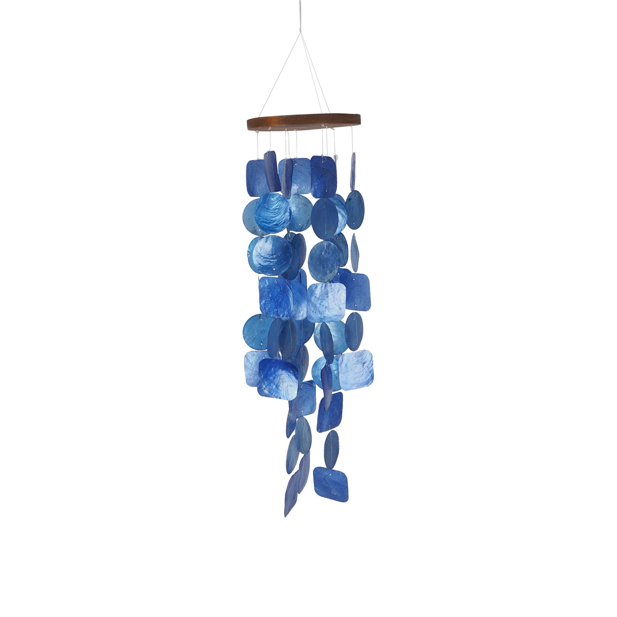 The Urban Port Aesthetically Designed Handmade Wind Chime with Capiz Shell Hangings, Blue
