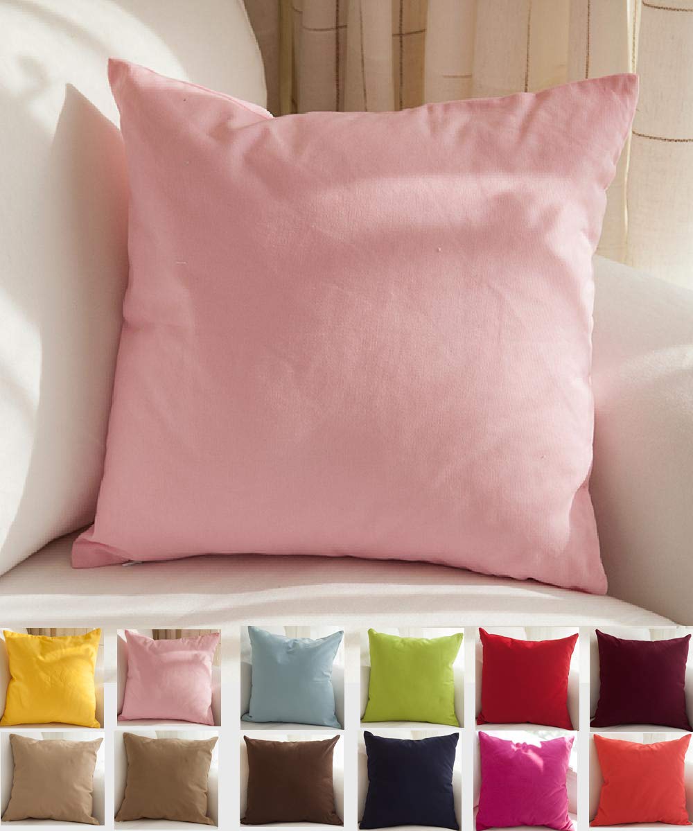 Tangdepot Handmade Decorative Solid 100% Cotton Canvas Throw Pillow Covers/Pillow Shams, (18'X18', Salmon Pink)