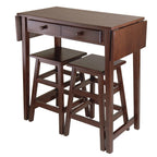 Winsome Mercer 33.86 x 49.76 x 18.48-Inch Wood Double Drop Leaf Table With 2 Stool, Cappuccino (40338)