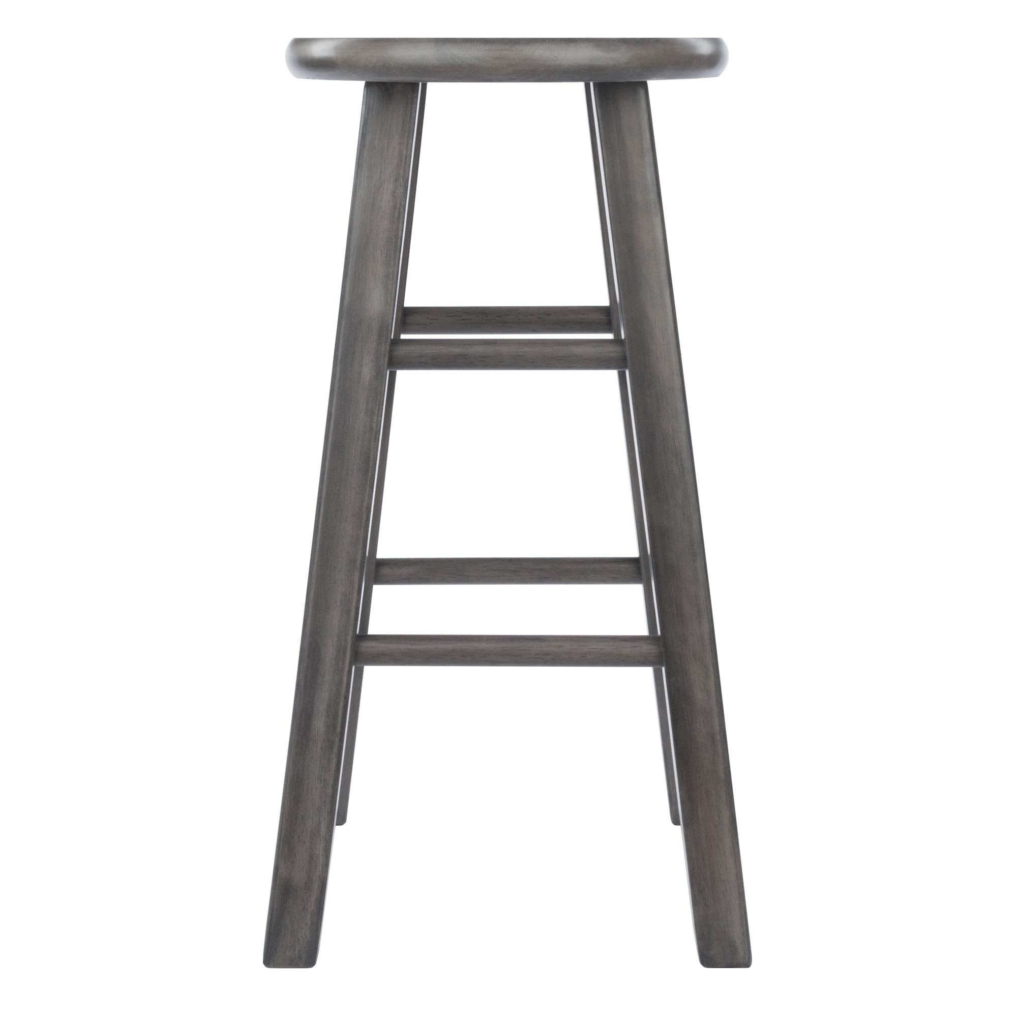 Ergode Wood Ivy Counter Stool | Farmhouse Charm | Weathered Finish | Solid Wood | Stable & Comfortable | (16224-VV, Gray)