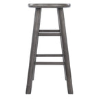 Ergode Wood Ivy Counter Stool | Farmhouse Charm | Weathered Finish | Solid Wood | Stable & Comfortable | (16224-VV, Gray)