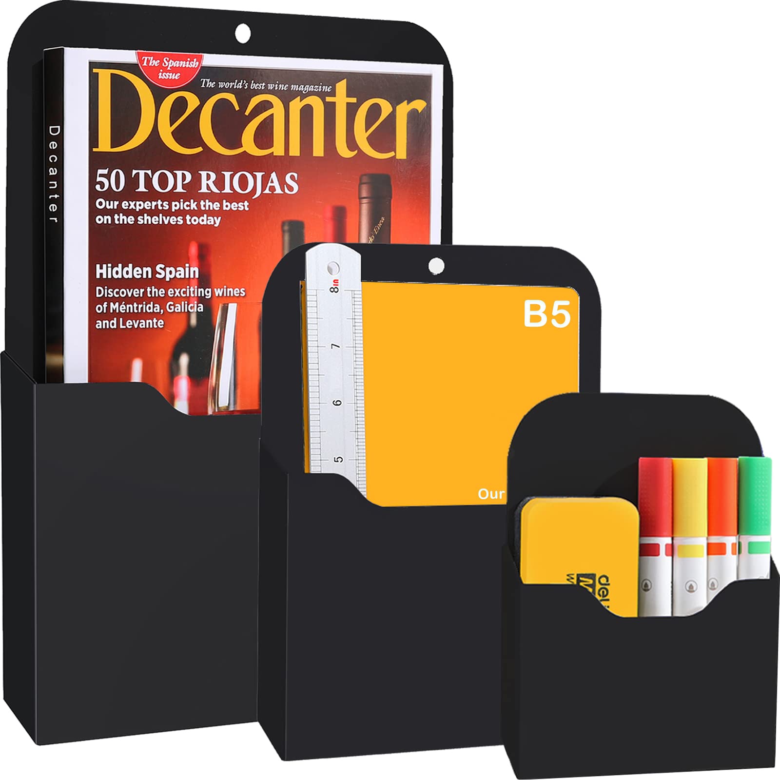 Magnetic File Holder, 3 Pack Magnetic Paper Holder For Refrigerator, File Cabinets And Fridge, Magnetic Pocket Wall Hanging File
