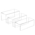 Sezanrpt Clear Display Risers Shelf 3pcs, Countertop Rectangular Acrylic Display Storage Organizer, Acrylic Stands for Funko Pop