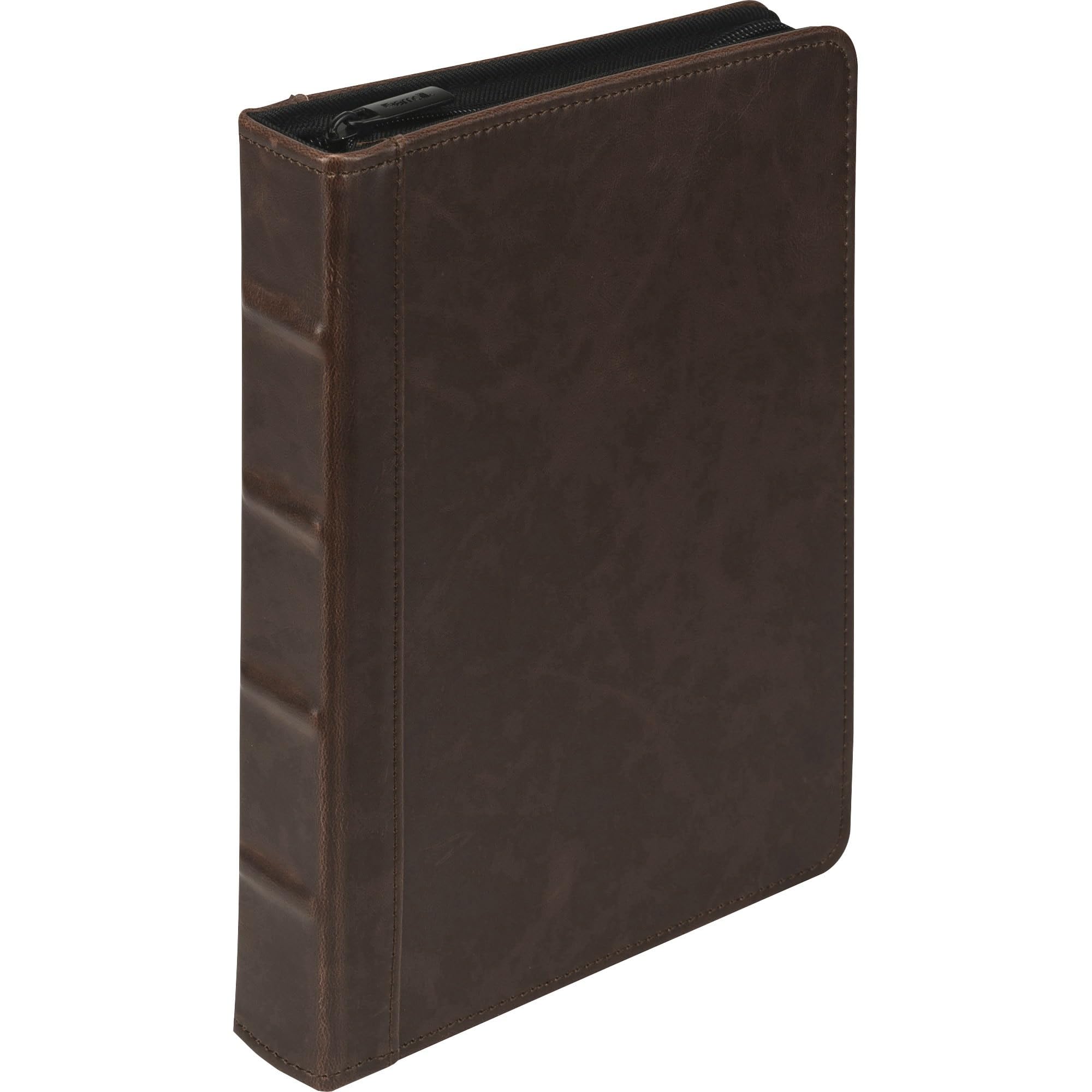 Samsill Vintage Hardback Mini 3 Ring Zipper Binder, Professional Binder Organizer, Planner, 1 Inch Capacity, Faux Leather, 5.5 X