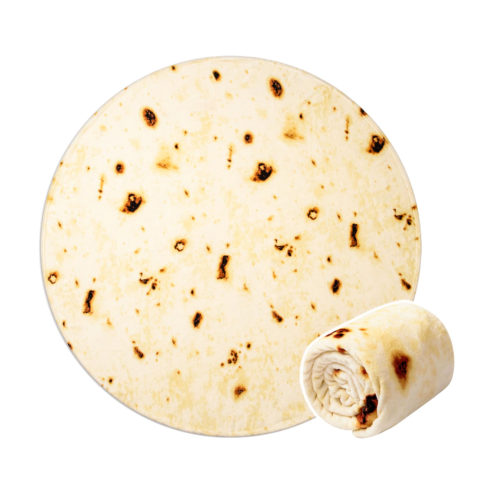 Vessia Burritos Tortilla Queen Size Blanket(Beige), 90 Inch Giant Realistic Funny Food Blanket For Adults And Kids, Novelty Doub