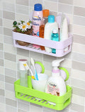 SPJ ENTERPRISE?2 Pieces Plastic Vacuum Suction Bathroom Cup Bathroom Kitchen No Drill Storage Rack Removable Reusable Storage Ra