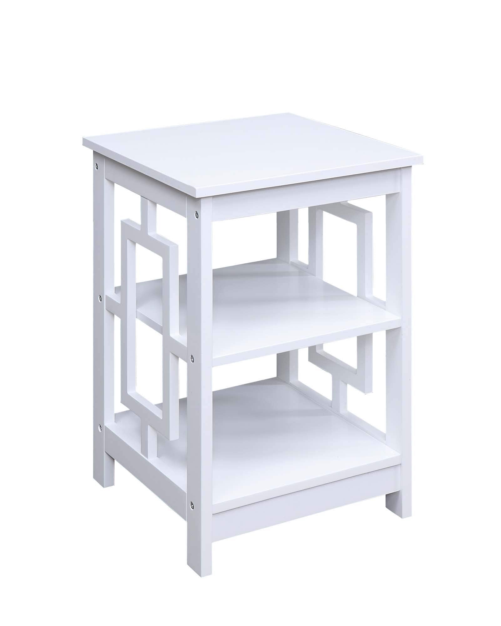 Convenience Concepts Town Square End Table with Shelves, 15.75L x 15.75W x 23.5H, White
