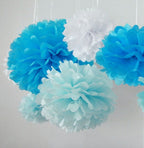 10Pcs White Tissue Hanging Paper Pom-Poms, Hmxpls Flower Ball Wedding Party Outdoor Decoration Premium Tissue Paper Pom Pom Flow
