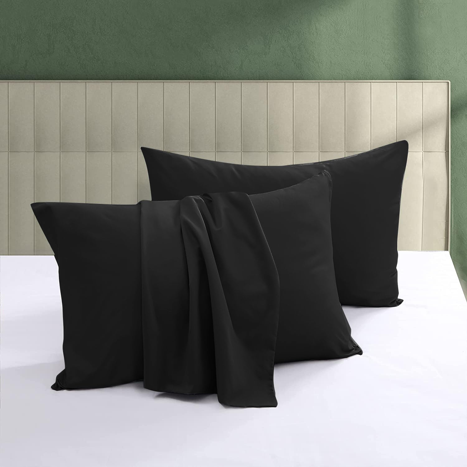 100% Egyptian Cotton Pillow Protectors Set Of 2, 600 Thread Count King Size Bed Pillow Cases With Zipper, Sateen Weavecooling Pi