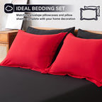 Cosybay Bed In A Bag King Reversible Comforter Sets 7Pcs All Season Down Alternative Bedding Sets Red And Black With Comforter,