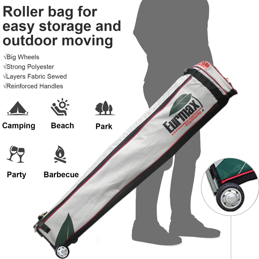 Eurmax 10x10ft Pop Up Canopy Tent Basic Alloy Steel White for Outdoor Events Commercial Instant Canopies with Roller Bag and Sand Bags