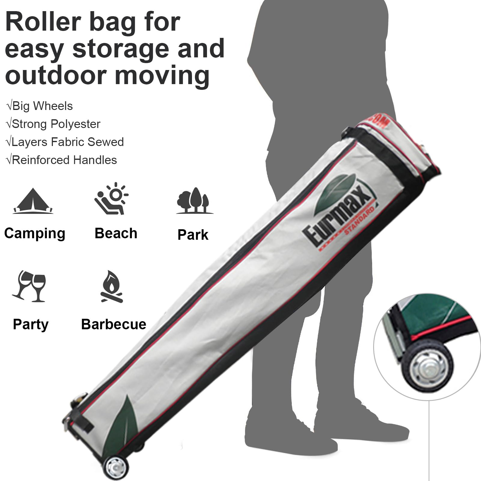 Eurmax 10x10ft Pop Up Canopy Tent Basic Alloy Steel White for Outdoor Events Commercial Instant Canopies with Roller Bag and Sand Bags