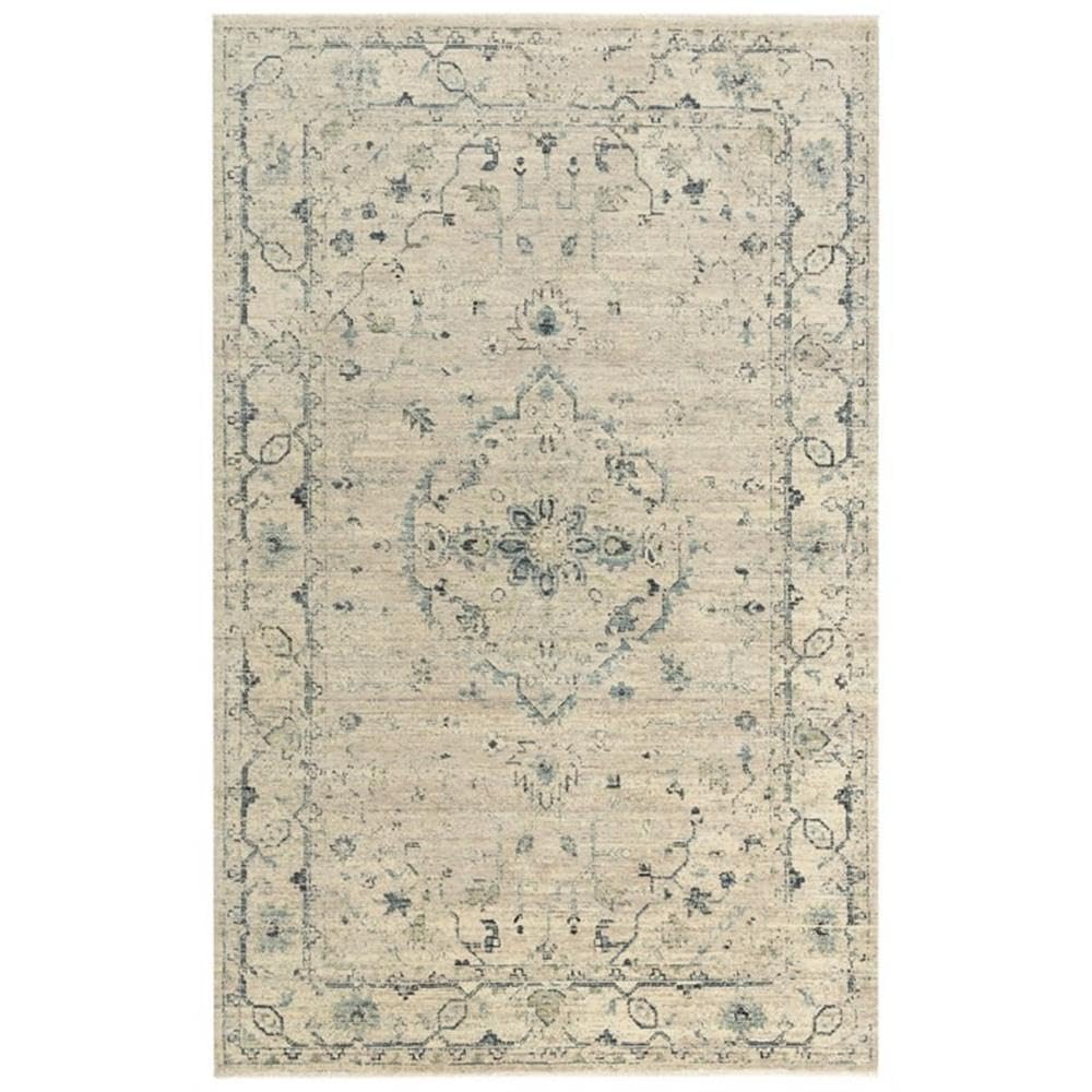 Intrepid 5' X 8' Distressed Classical Beige/Green/Ivory/Blue Hybrid Area Rug