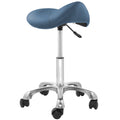 Saloniture Professional Ergonomic Saddle Stool, Blue - Adjustable Hydraulic Seat, Rolling Spa Salon, Massage, and Medical Office