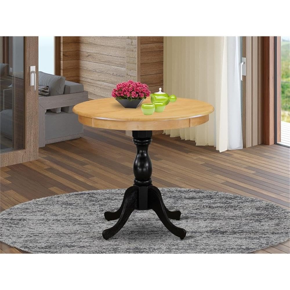 East West Furniture Amt-Obl-Tp Antique Kitchen Dining Table - A Round Wooden Table Top With Pedestal Base, 36X36 Inch, Multi-Color
