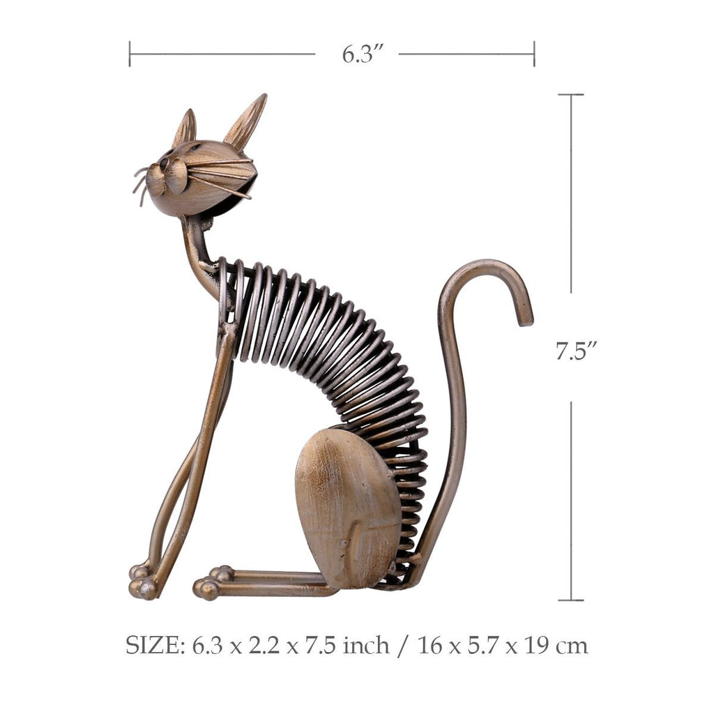 Too-Arts Metal Sculpture Iron Art Cat Spring Handicraft Crafting Home Decoration Furnishing Craft