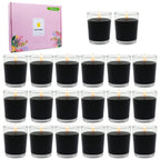 20 Packs Black Votive Candles in Glass, Unscented Small 2 Inch Soy Wax Halloween Candles for Wedding Party Home Holidays Relaxat