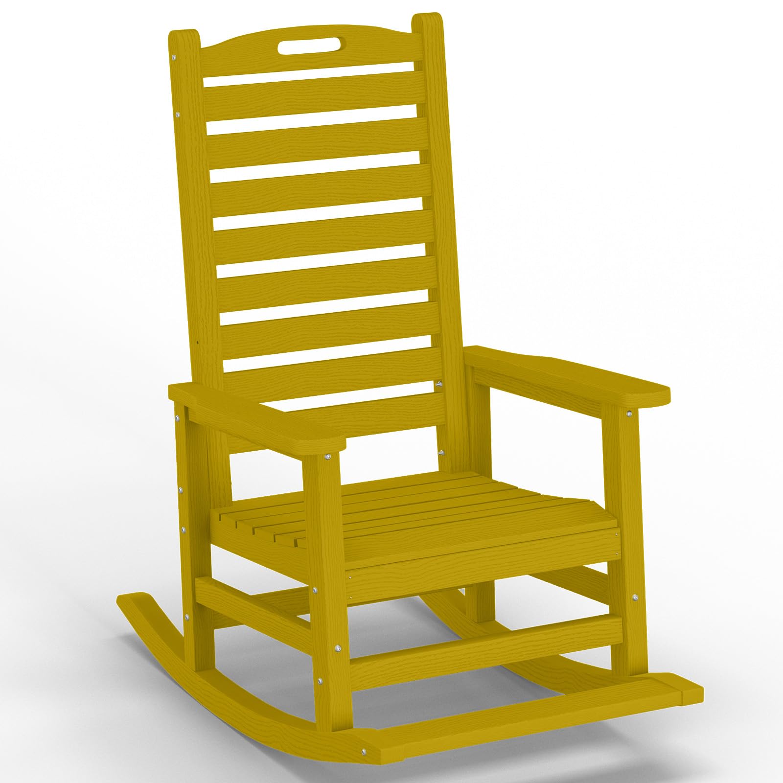 PLUUV Outdoor Rocking Chair with Removable Footboard for Adults, HDPE High Back Patio Rocking Chairs, 330lbs All Weather Porch R