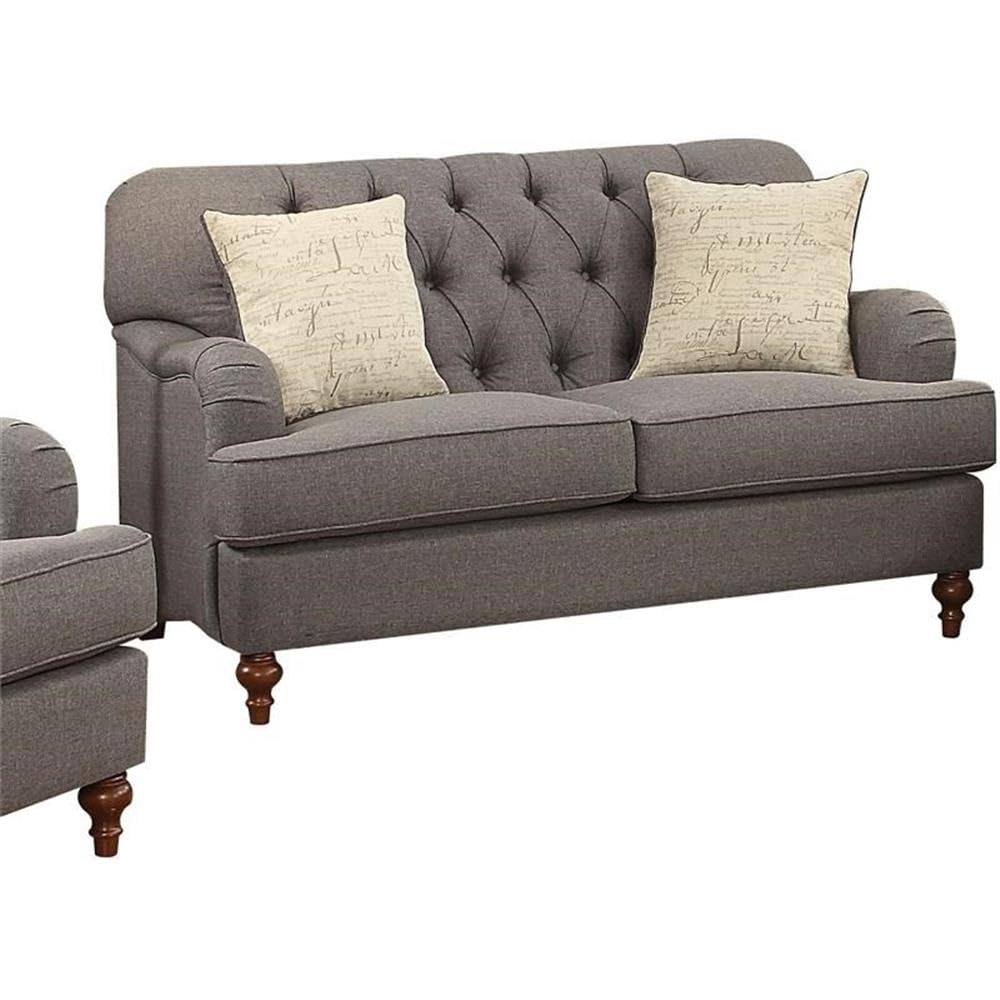 Acme Alianza Loveseat (with 2 Pillows) in Dark Gray Fabric