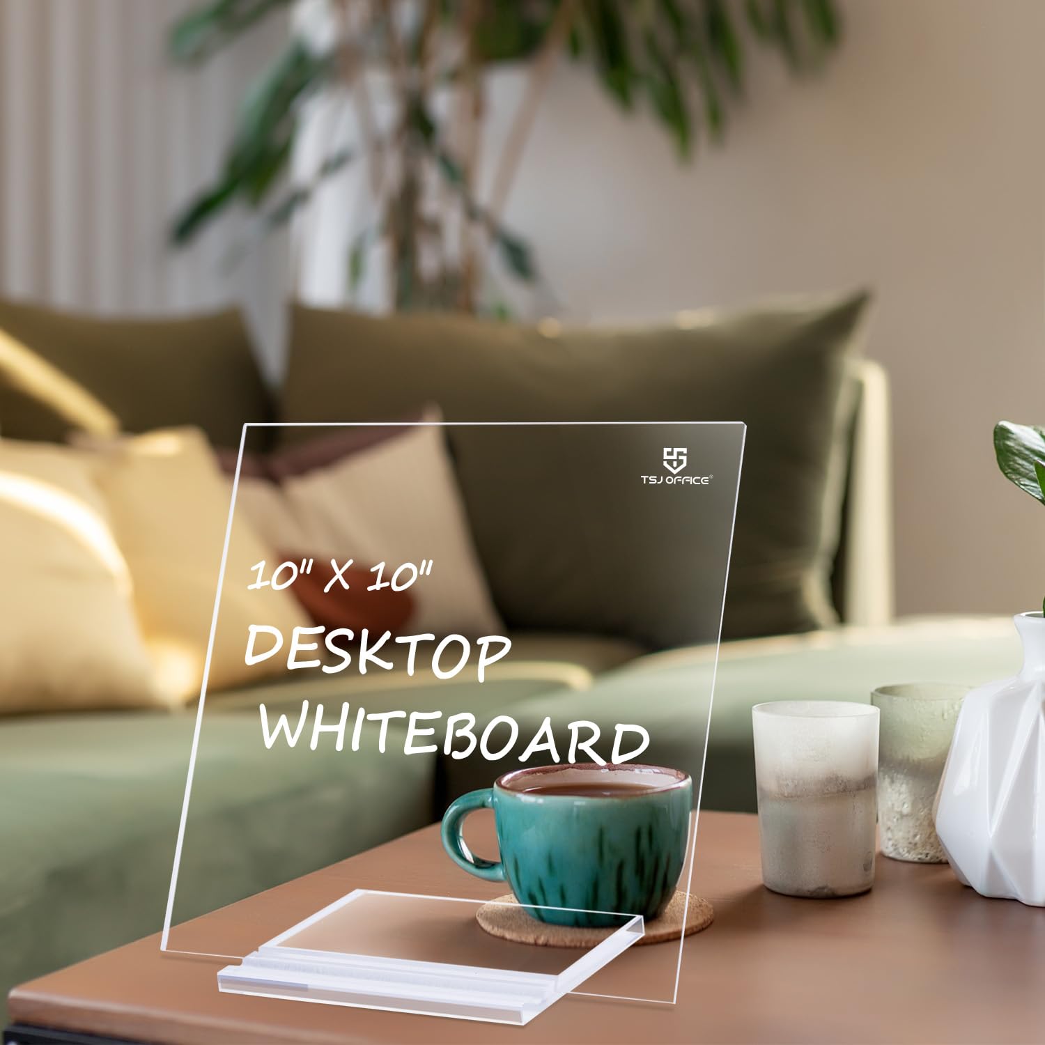 Tsj Office Acrylic Dry Erase Board - 10' X 10' Clear Acrylic Board Small With Stand For Office, Home, School, Includes 4 Dry E