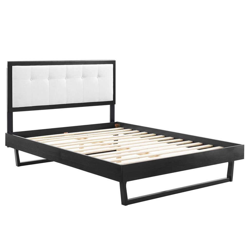 Modway Mod-6634-Blk-Whi Willow Full Wood Platform Bed With Angular Frame, Black White