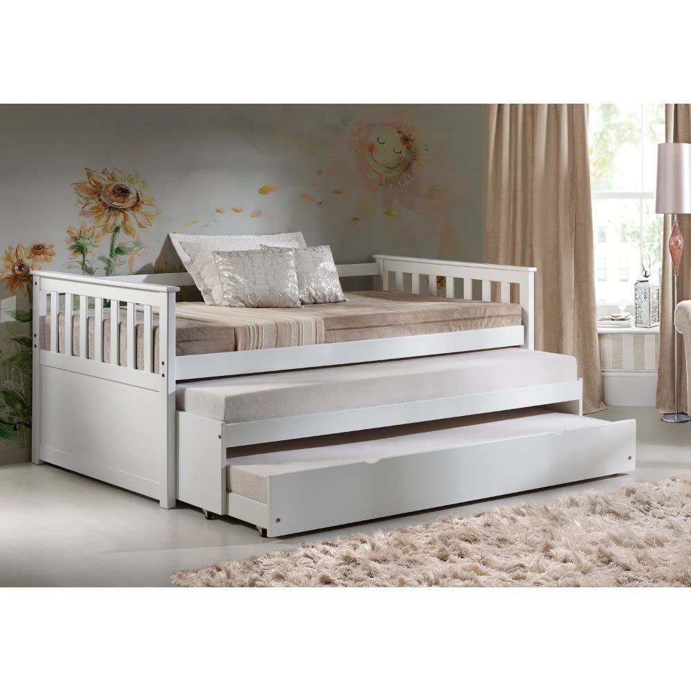 HomeRoots 43&quot; X 80&quot; X 32&quot; White Wood Daybed & Pull-Out Bed