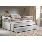 HomeRoots 43" X 80" X 32" White Wood Daybed & Pull-Out Bed
