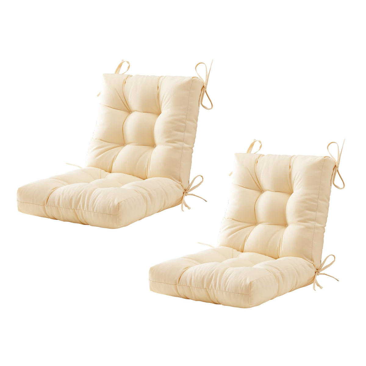 Blisswalk Outdoor Lawn Chair Cushions,Set Of 2,40'X20'X4', Low Backtufted Extra Thick Patio Wicker Seat Cushion With Ties For