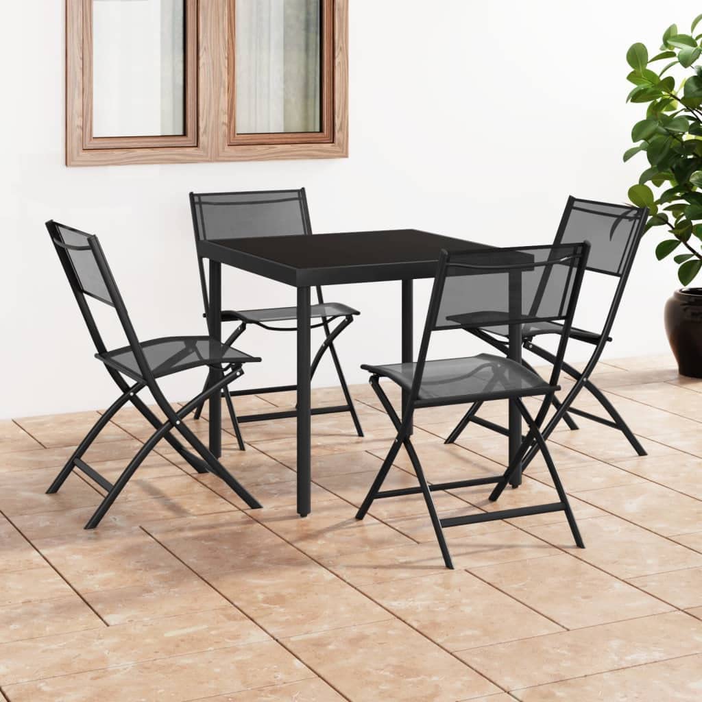 vidaXL Patio Dining Set 5 Piece Garden Outdoor Lawn Yard Terrace Balcony Seat Seating Sitting Dinner Chair and Table Furniture Steel