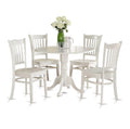 East West Furniture Dublin 5 Piece Kitchen Set Includes a Round Room Table with Dropleaf and 4 Dining Chairs, 42x42 Inch, Linen White
