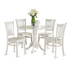 East West Furniture Dublin 5 Piece Kitchen Set Includes a Round Room Table with Dropleaf and 4 Dining Chairs, 42x42 Inch, Linen White