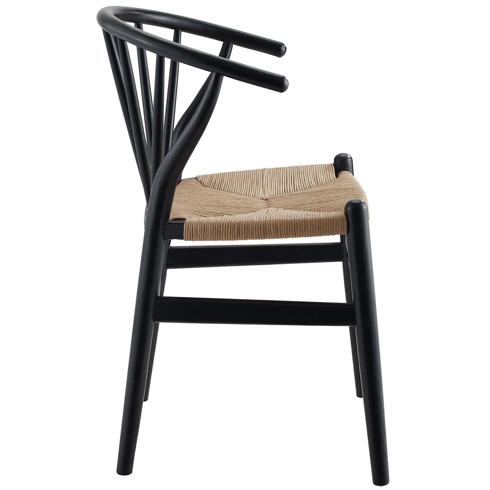 Modway Flourish Mid-Century Modern Rustic Farmhouse Wood Dining Chair In Black