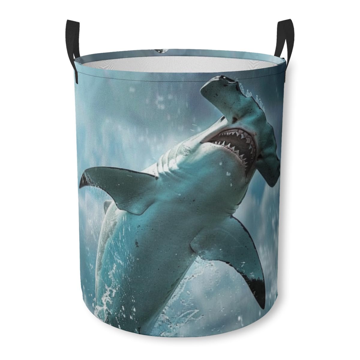 Hammerhead Shark Jump Waterproof Foldable Storage Bin, Dirty Clothes Laundry Basket, Canvas Organizer Basket for Laundry Hamper,