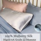 Mulberry Silk Pillowcase For Hair And Skin Made In Usa, Real 22 Momme Satin Pillowcase With Zipper, 6A Grade 100% Natural Silk,