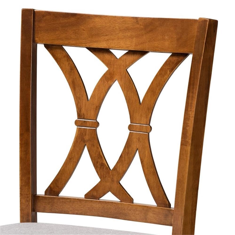 Baxton Studio Calista Gray Upholstered Walnut Wood 2-Piece Bar Stool Set