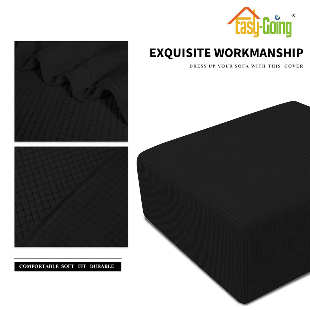 Easy-Going Stretch Square Ottoman Cover Folding Storage Stool Furniture Protector Soft Rectangle Slipcover With Elastic Bottom (30X30X15Inch, Natural)