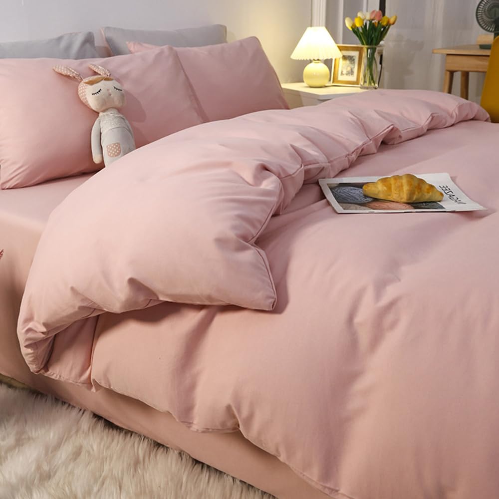 Clothknow Pink Queen Comforter Set 3Pcs Dusty Rose Bedding Comforter Sets Blush Queen Comforter Women Girls Comforter Muave Quee