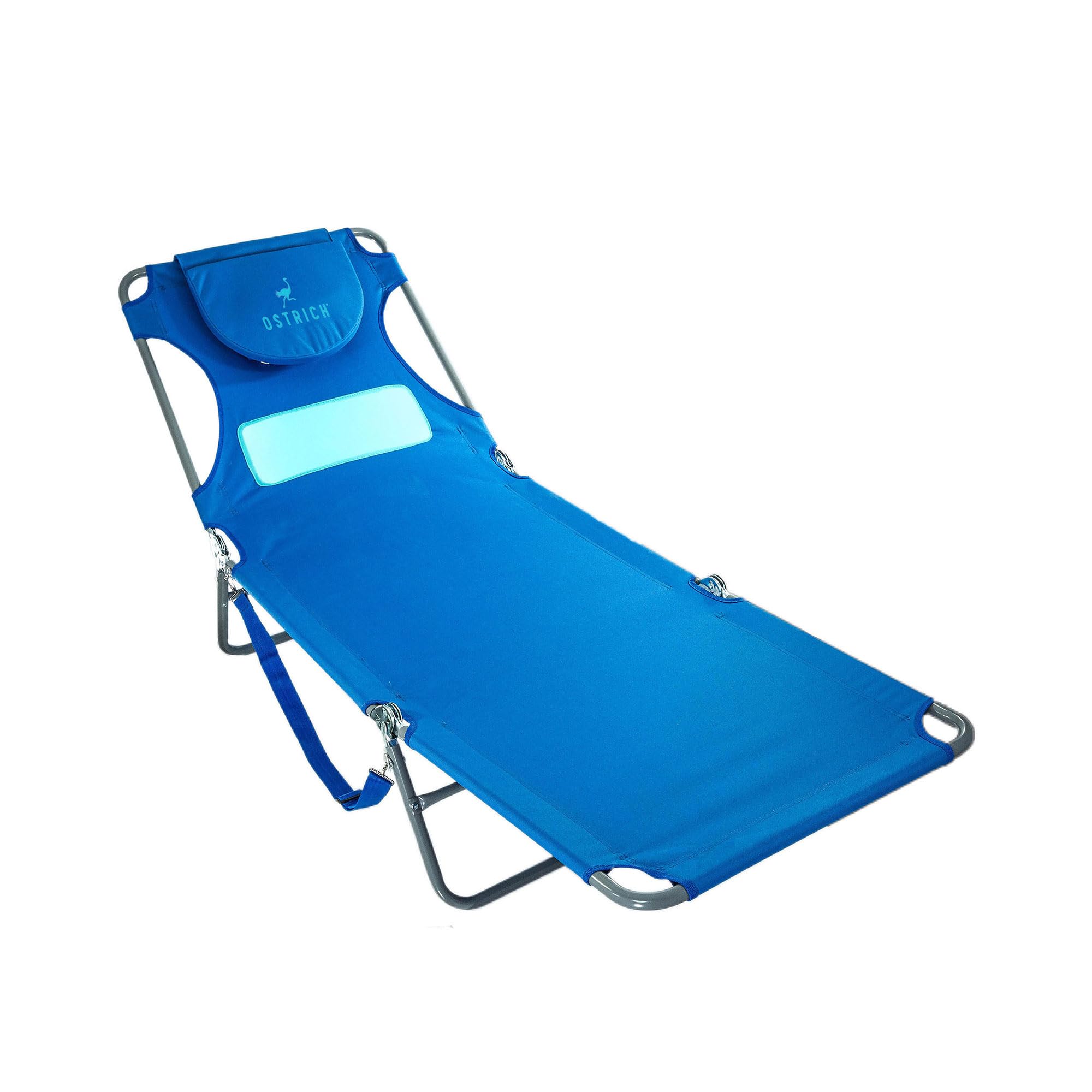 Ostrich Ladies Comfort Lounger Portable Reclining Outdoor Patio Beach Lawn Camping Pool Tanning Chair with Chest Support, Ocean 