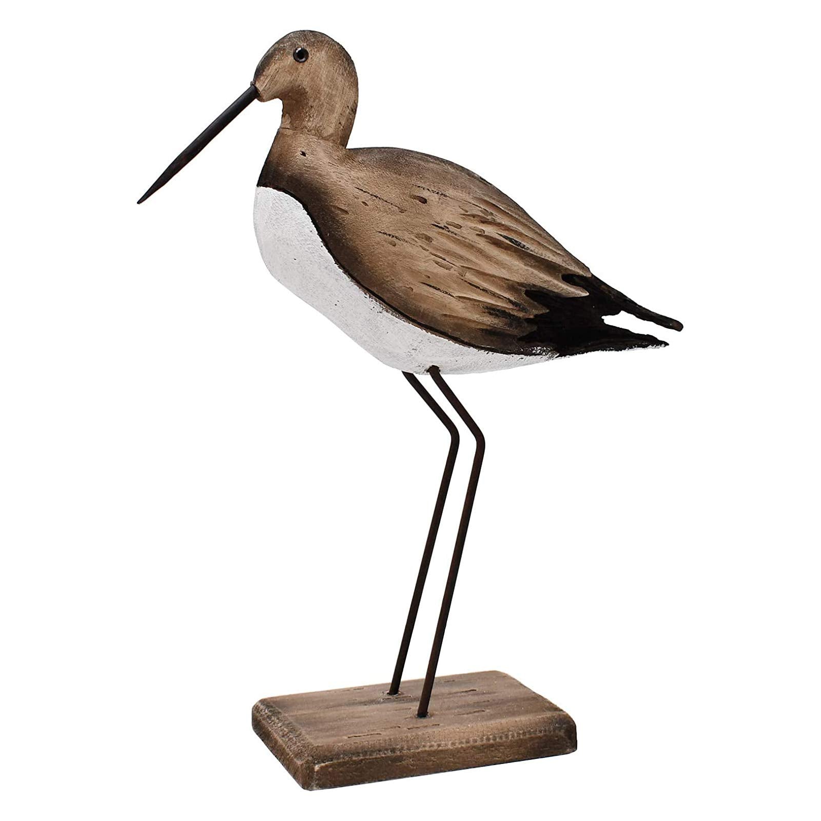 E-View Wooden Sea Bird Statue Seagull On Stand Decor Nautical Coastal Birds Sculpture Indoor Outdoor Animal Figurine Beach Theme