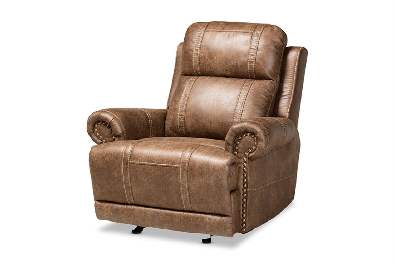 Baxton Studio Buckley Modern and Contemporary Light Brown Faux Leather Upholstered Recliner