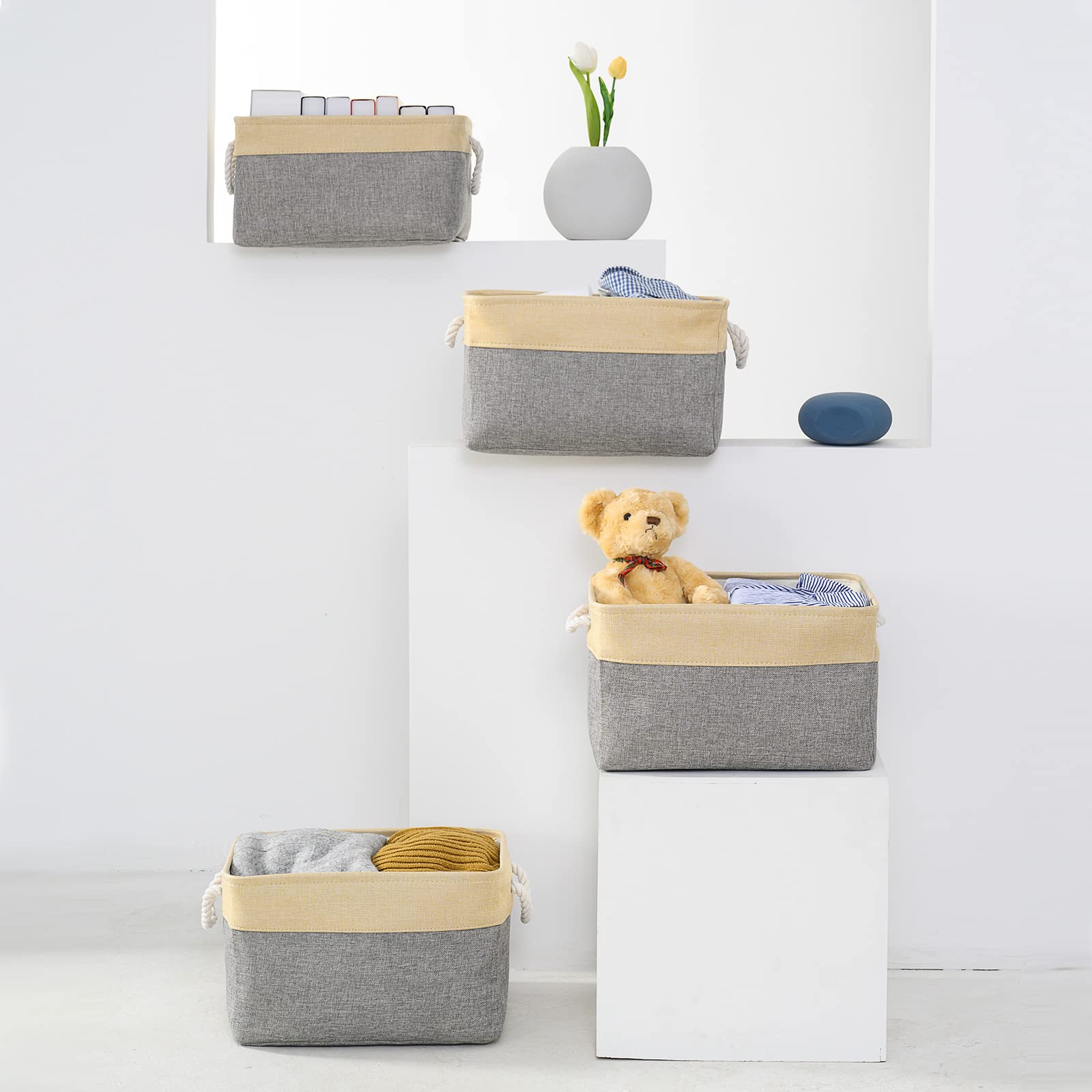 Thewarmhome Storage Basket For Organizing - 3 Pack 14X10X7 Inch Large Collapsible Storage Bin For Shelves, Fabric Storage Cubes