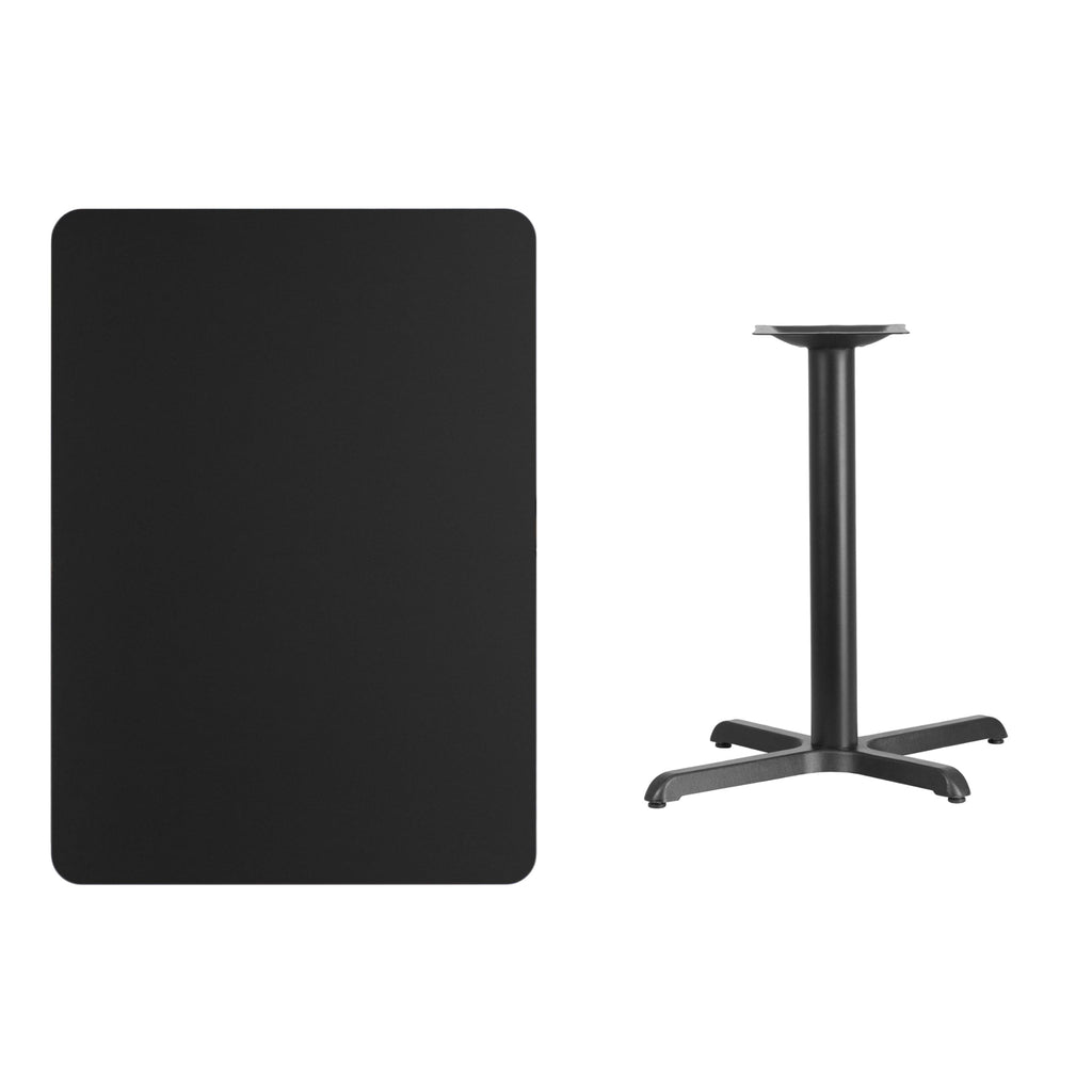 Flash Furniture 30'' x 42'' Rectangular Black Laminate Table Top with 23.5'' x 29.5'' Table Height Base