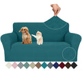Jiviner Stretch Loveseat Slipcovers 1 Piece Love Seat Sofa Cover Spandex 2 Seater Couch Covers Universal Furniture Protector With Elastic Bottom (Medium, Teal Rhomb)