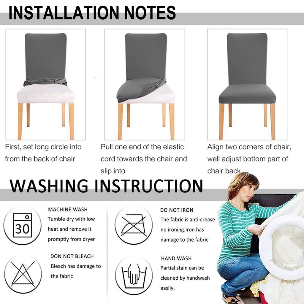 Hzdhclh Beige Chair Covers For Dining Room 6 Pack,Stretch Spandex Parsons Chair Slipcovers Set Of 6,Washable Anti-Dust Chair Sea
