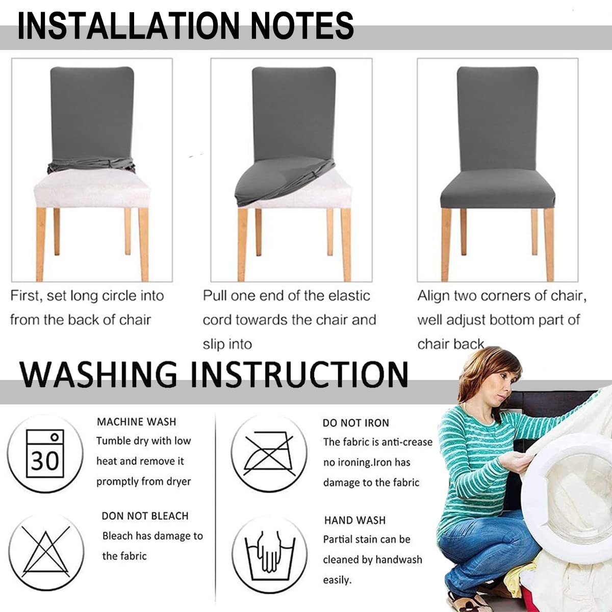 Hzdhclh Beige Chair Covers For Dining Room 6 Pack,Stretch Spandex Parsons Chair Slipcovers Set Of 6,Washable Anti-Dust Chair Sea